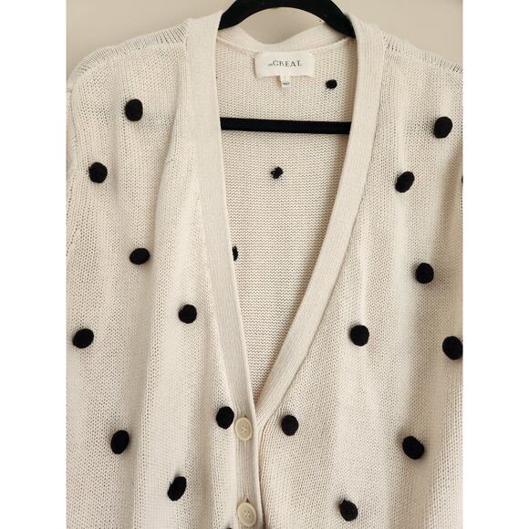 The GREAT The Bobble Cardigan Pom Pom Size Great 1 US S White #1H414 - Picture 6 of 12
